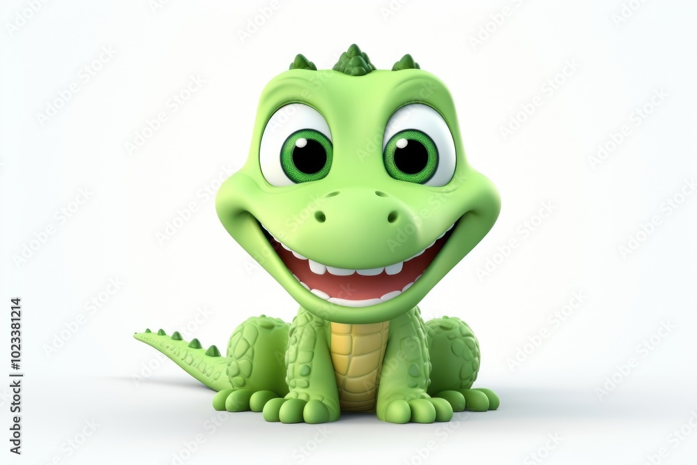 Fototapeta premium Cute baby crocodile background cartoon animal plush.