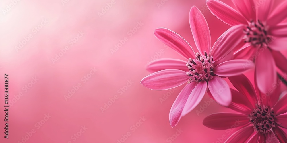Two pink flowers stand out against a soft pink blurred backdrop, symbolizing beauty and simplicity in nature. Two pink flowers stand out against a soft pink blurred backdrop, symbolizing beauty and simplicity in nature.