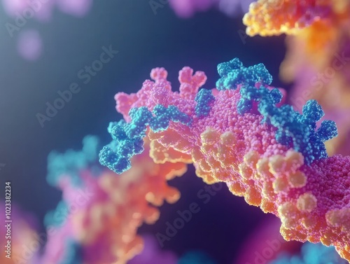 protein structure for drug discovery, highlighting the binding sites of a protein and interactions 