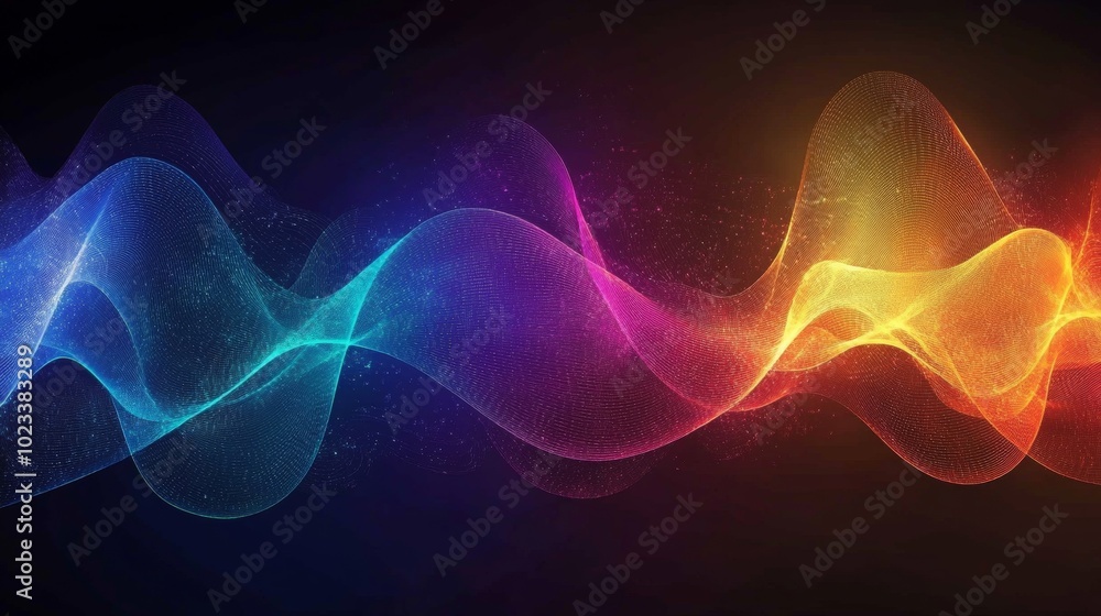 Fototapeta premium A colorful wave of light with a red and orange section