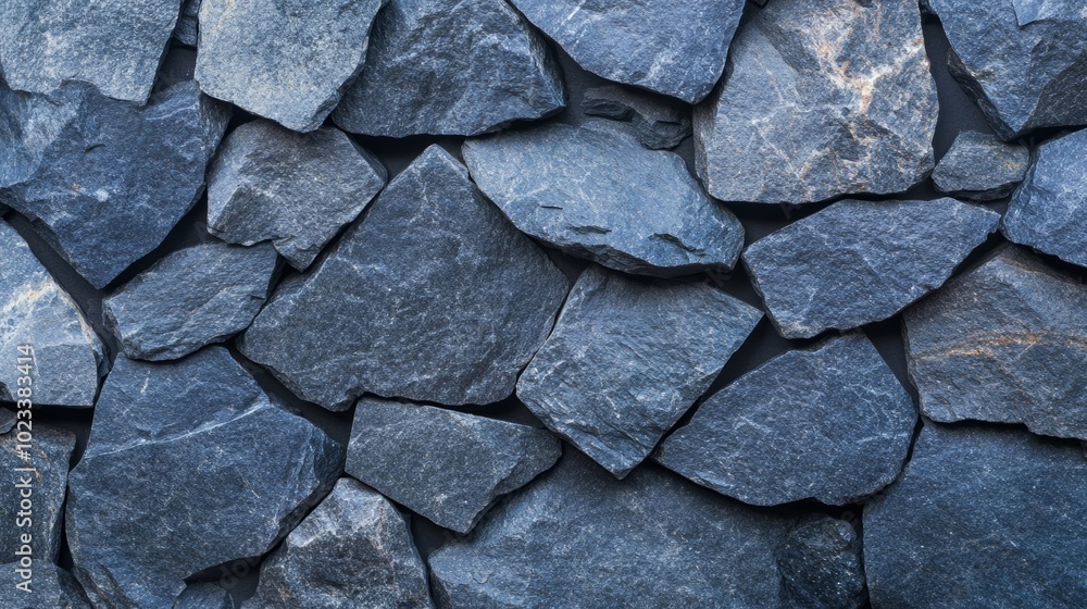 Fototapeta premium Textured dark granite surface with rough black and gray tones, forming a solid, rugged stone background on a plain surface 