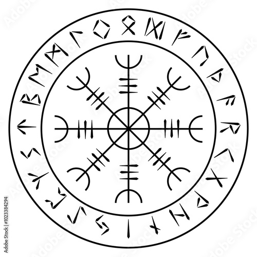 aegishjalmur symbol with runes