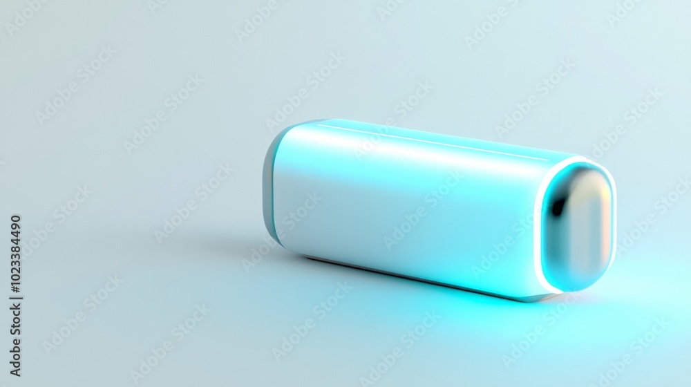 A white object with a blue light on it A white object with a blue light on it