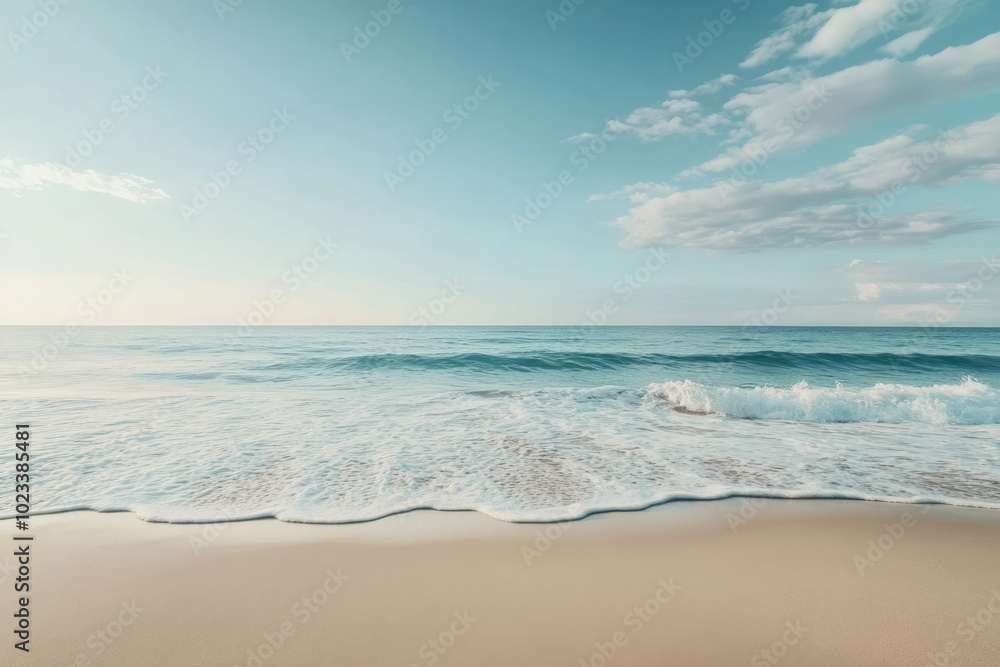 Fototapeta premium Serene Beach Scene with Gentle Waves