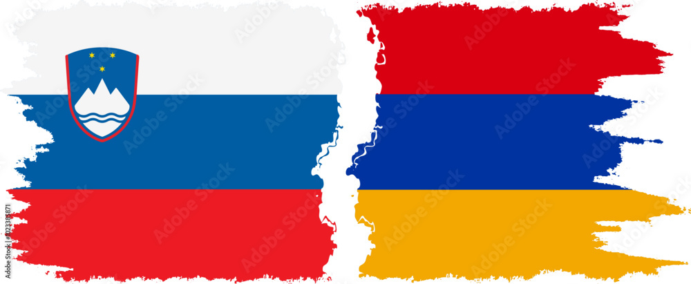 Armenia and Slovenia grunge flags connection, vector Armenia and Slovenia grunge flags connection, vector