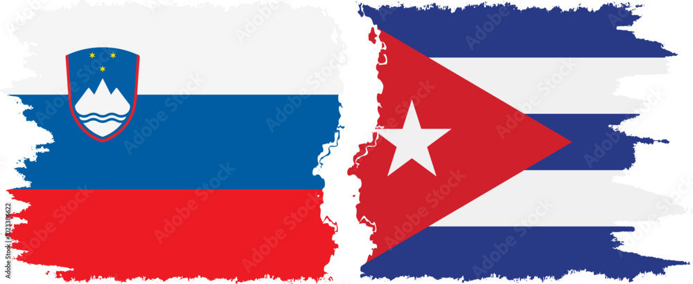 Cuba and Slovenia grunge flags connection, vector Cuba and Slovenia grunge flags connection, vector