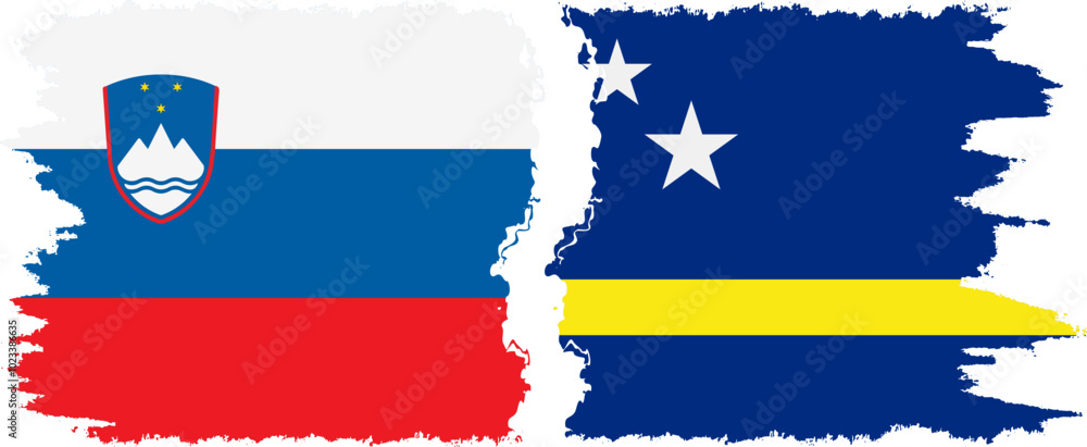 Curacao and Slovenia grunge flags connection, vector Curacao and Slovenia grunge flags connection, vector