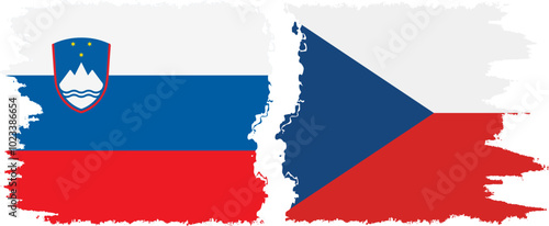 Czech and Slovenia grunge flags connection, vector