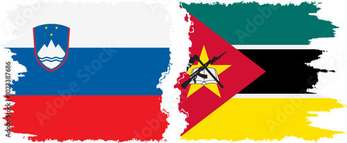 Free Download Mozambique and Slovenia grunge flags connection, vector - GFXLoad