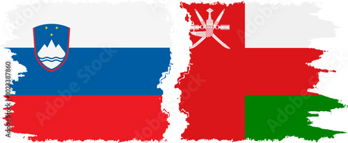 Oman and Slovenia grunge flags connection, vector