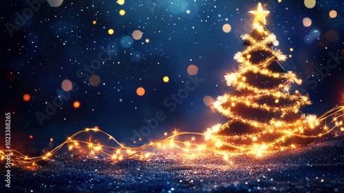 A Christmas and New Year background, blending elements of both holidays with a Christmas tree,