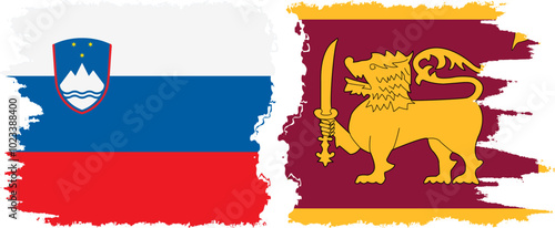 Sri Lanka and Slovenia grunge flags connection, vector