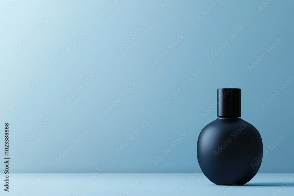 Elegant Black Perfume Bottle on Minimalist Background Elegant Black Perfume Bottle on Minimalist Background