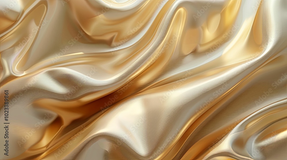 Close-up of Draped, Shiny Gold Satin Fabric Close-up of Draped, Shiny Gold Satin Fabric