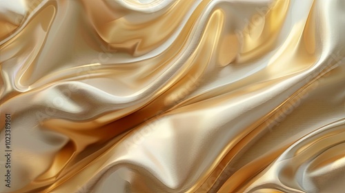 Close-up of Draped, Shiny Gold Satin Fabric