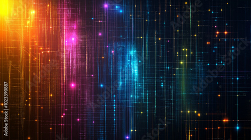 A beauty futuristic abstract background in a high-tech style. Shining lines and patterns resembling neural networks, connections, and digital circuits.