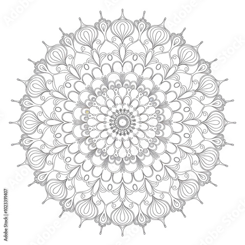 Mandala for adult coloring book, isolated on white background