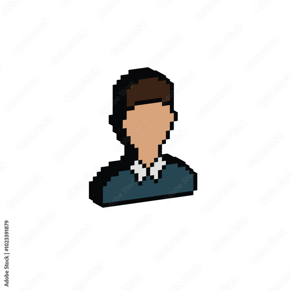 Isometric 3d male avatar pixel art icon vector 8 bit game Isometric 3d male avatar pixel art icon vector 8 bit game