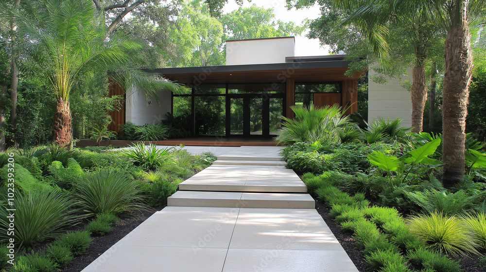 Modern Home and Outdoor Walkway Modern Home and Outdoor Walkway