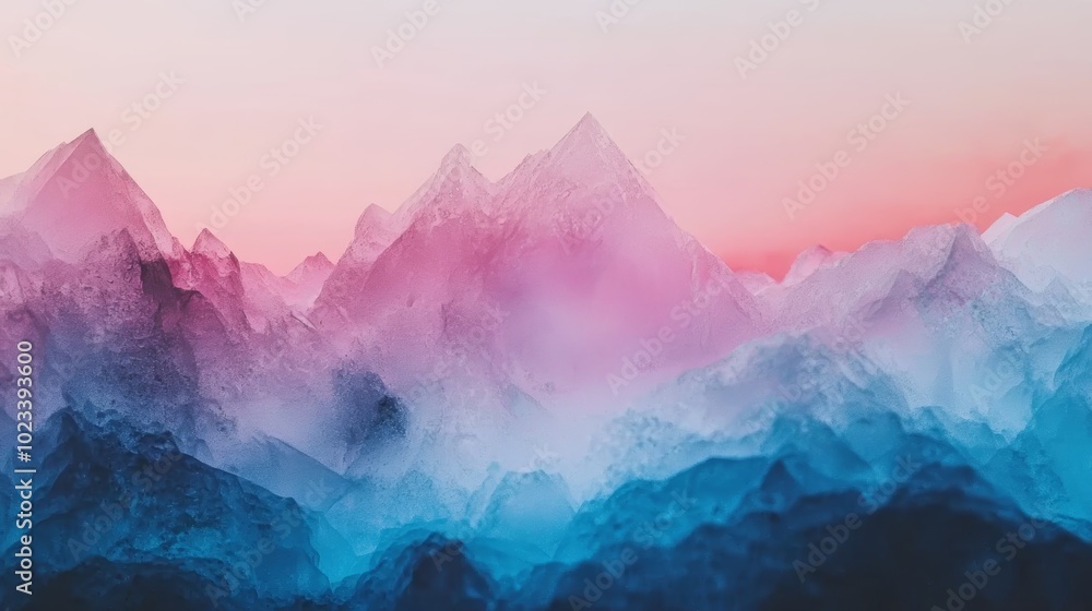 Abstract Mountain Range with Pink and Blue Gradient Colors Abstract Mountain Range with Pink and Blue Gradient Colors