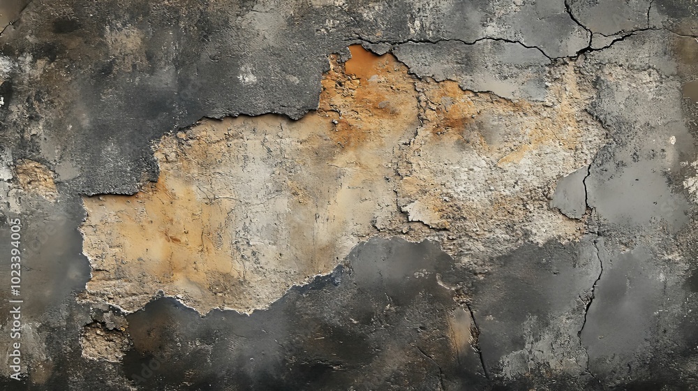 Weathered Concrete Wall with Exposed Layers and Cracks Weathered Concrete Wall with Exposed Layers and Cracks