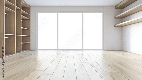 Wallpaper Mural Minimalist and Organized Dressing Room with Built in Open Shelving and Hanging Space Isolated Against a Clean and Serene Backdrop Torontodigital.ca