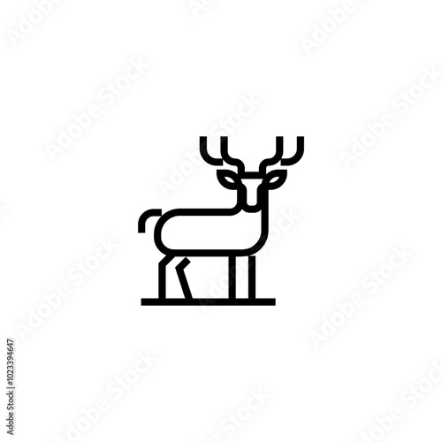 wild deer line art logo vector facing side illustration simple minimalist modern black and white