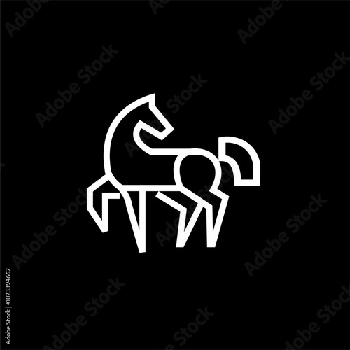 Horse linear simple minimalist bold black and white line horse logo