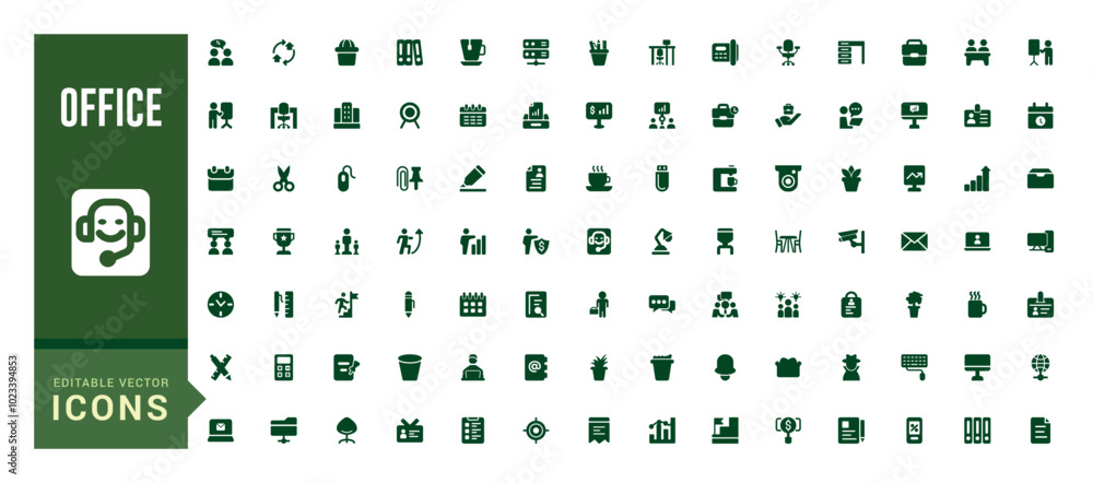 Office solid icons set. Related to briefcase, desk, computer, meeting. Glyph icon collection for web and ui. Filled icon set, Editable and Vector illustration. Office solid icons set. Related to briefcase, desk, computer, meeting. Glyph icon collection for web and ui. Filled icon set, Editable and Vector illustration.