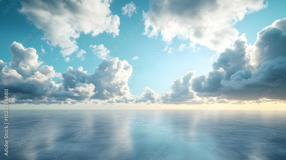 Fototapeta premium Cloudscape and Ocean Horizon - 3D Illustration