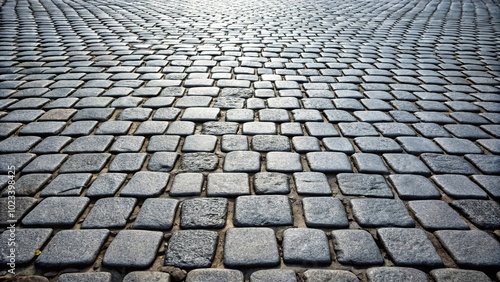 Grey cobblestone street pattern background with leading lines