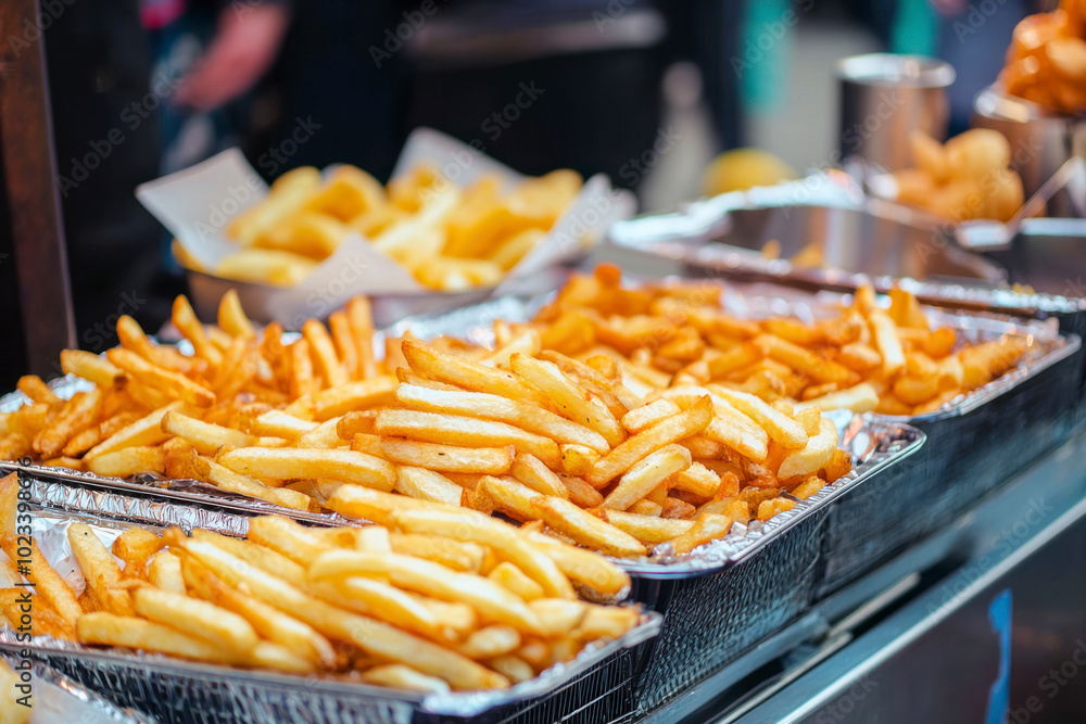 French fries at street food. French fries at street food.