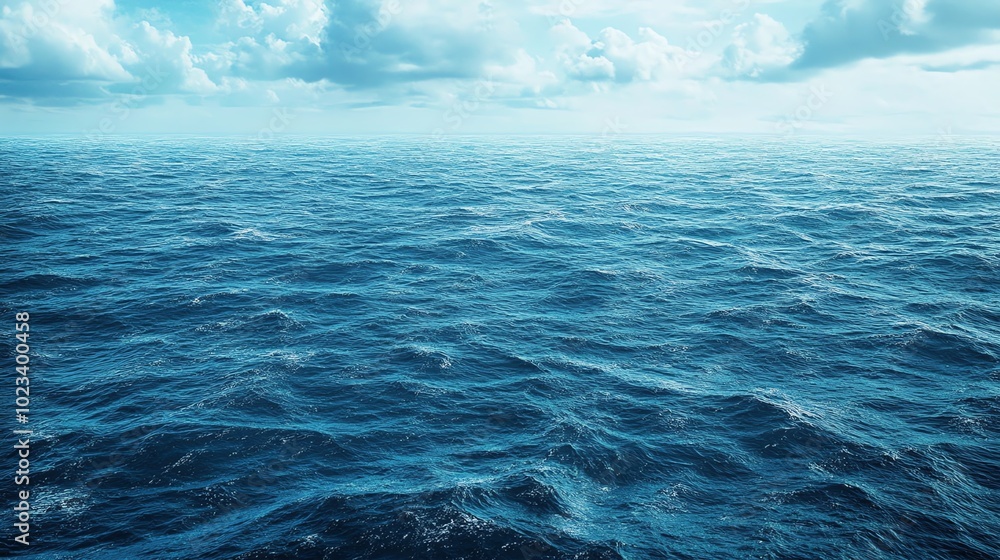 Fototapeta premium Expansive ocean under a cloudy sky