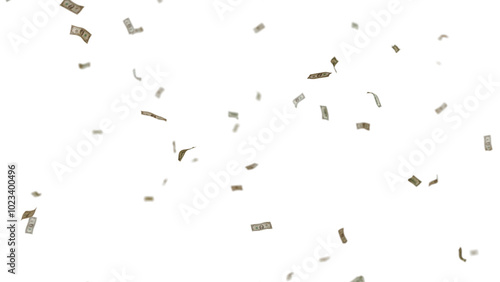 Many USA 100 dollars bill falling from the sky