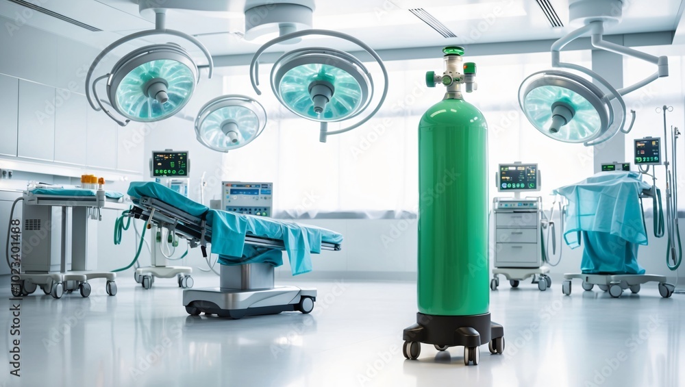 Oxygen Tank in Modern Surgery Room Setting Oxygen Tank in Modern Surgery Room Setting