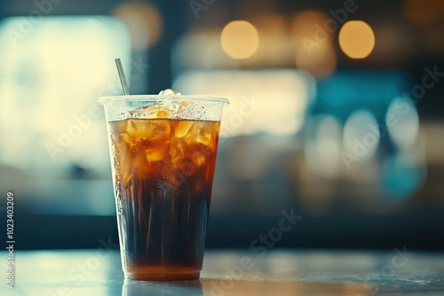 Refreshing Iced Coffee in Clear Plastic Cup