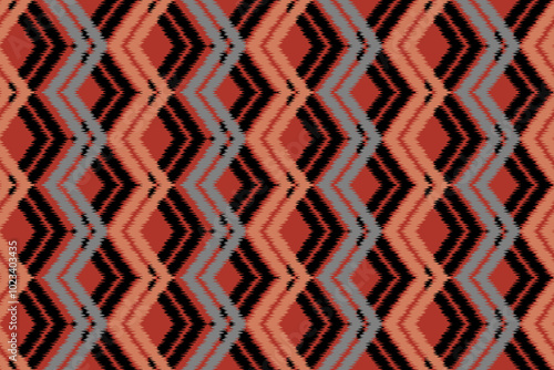 Ikat ethnic seamless pattern in tribal. Design for background, wallpaper, vector illustration, fabric, clothing, carpet, textile, batik, embroidery. Carpet ethnic pattern art.zigzag.