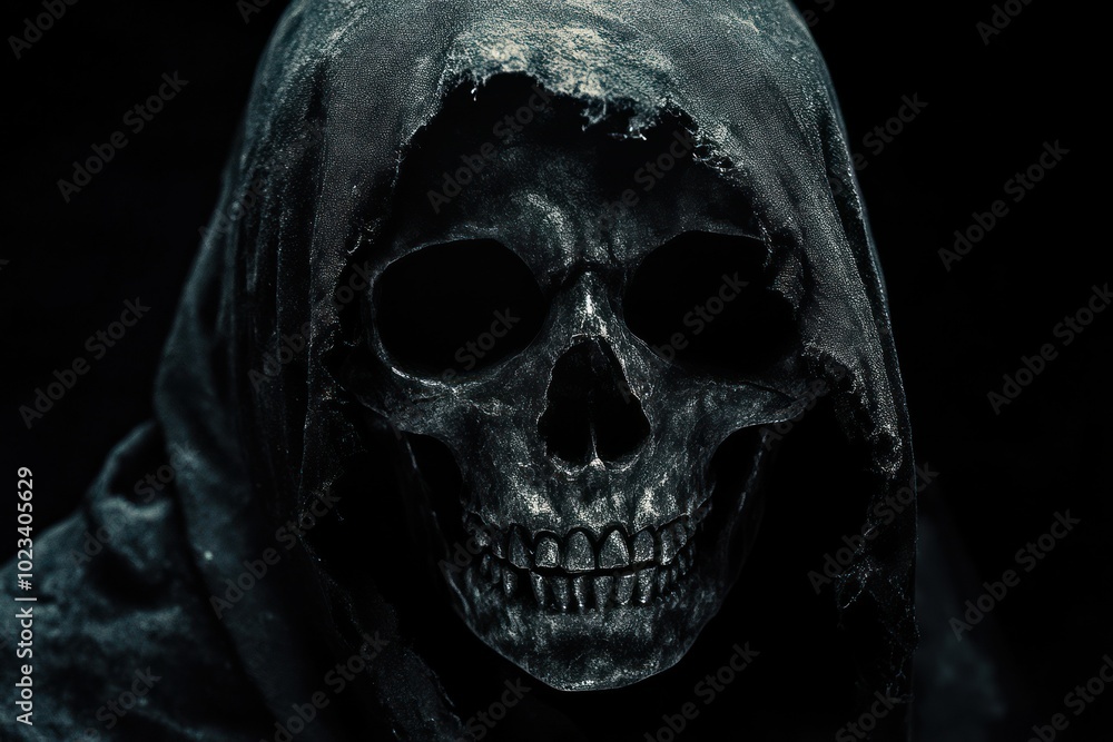 Haunting Cloaked Skull in Darkness Haunting Cloaked Skull in Darkness