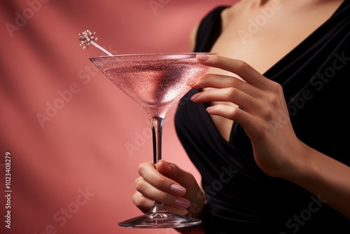 Martini cocktail drink holding. photo