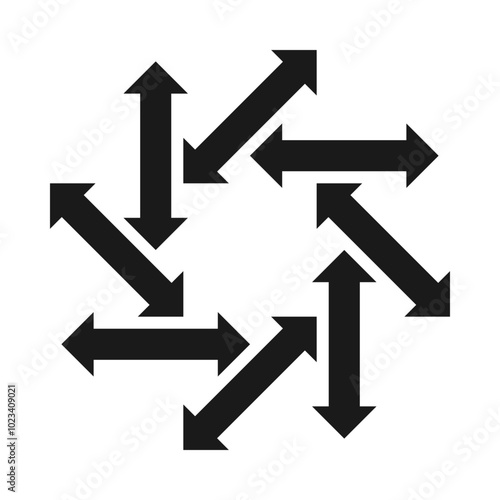 Eight Rotating Double Arrows Silhouette Icon