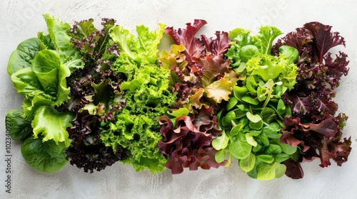 Assorted Fresh Lettuce Varieties on White Background