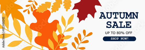 Autumn Fall Sale Design Promo Banner with Variation of Autumn Leaves Vector Illustration. Fall Sale Promo Background for advertising, marketing promotion, leaflets and flyers. Autumn Fall Seasonal