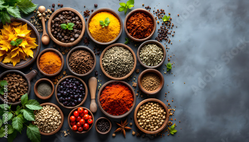 Vibrant Indian Spices and Herbs Display