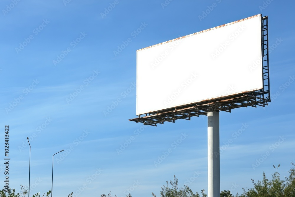 Fototapeta premium Empty Billboard Against a Clear Blue Sky