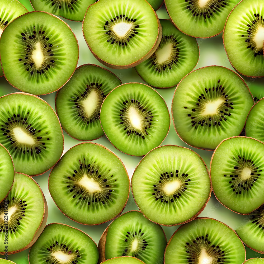 Realistic Kiwi Seamless Texture. Perfect for: Summer, Healthy Eating Realistic Kiwi Seamless Texture. Perfect for: Summer, Healthy Eating