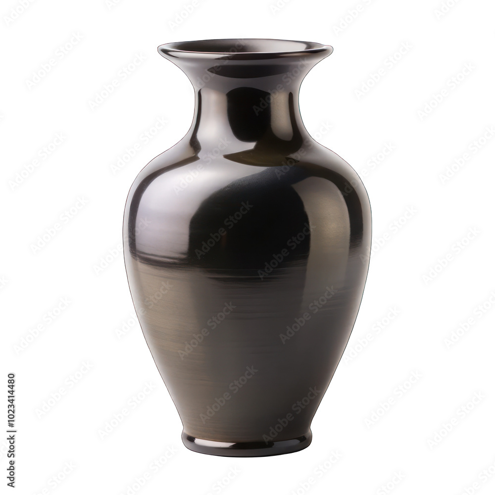 Empty black ceramic vase isolated on transparent background Empty black ceramic vase isolated on transparent background