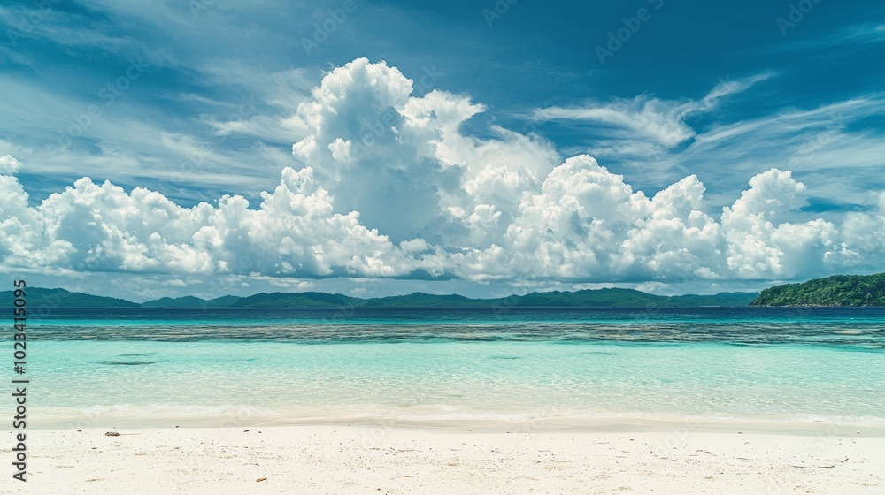 Fototapeta premium Copy space of summer vacation and holiday business travel concept with blue sky and white clouds.