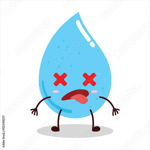 cute fainted expression of water drop cartoon character