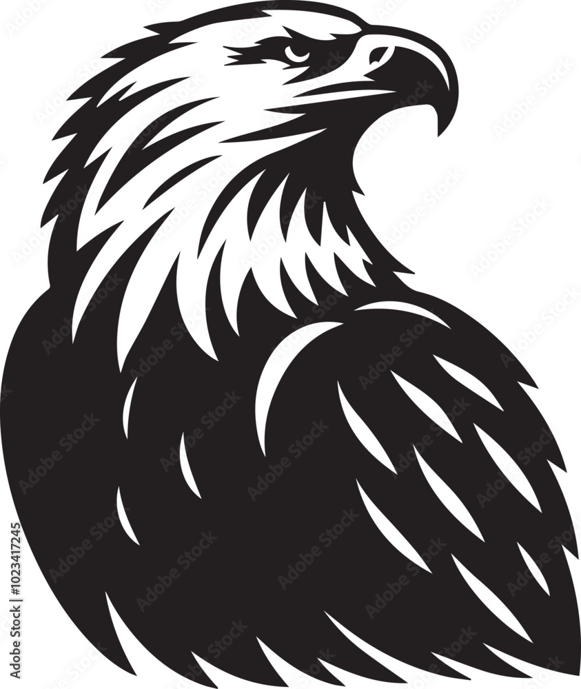 Obraz premium Bald eagle black drawing silhouette design