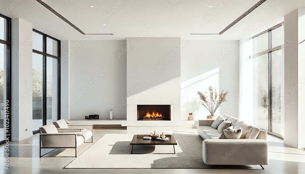 Modern Minimalist Living Room with Natural Light and Industrial Touch Modern Minimalist Living Room with Natural Light and Industrial Touch